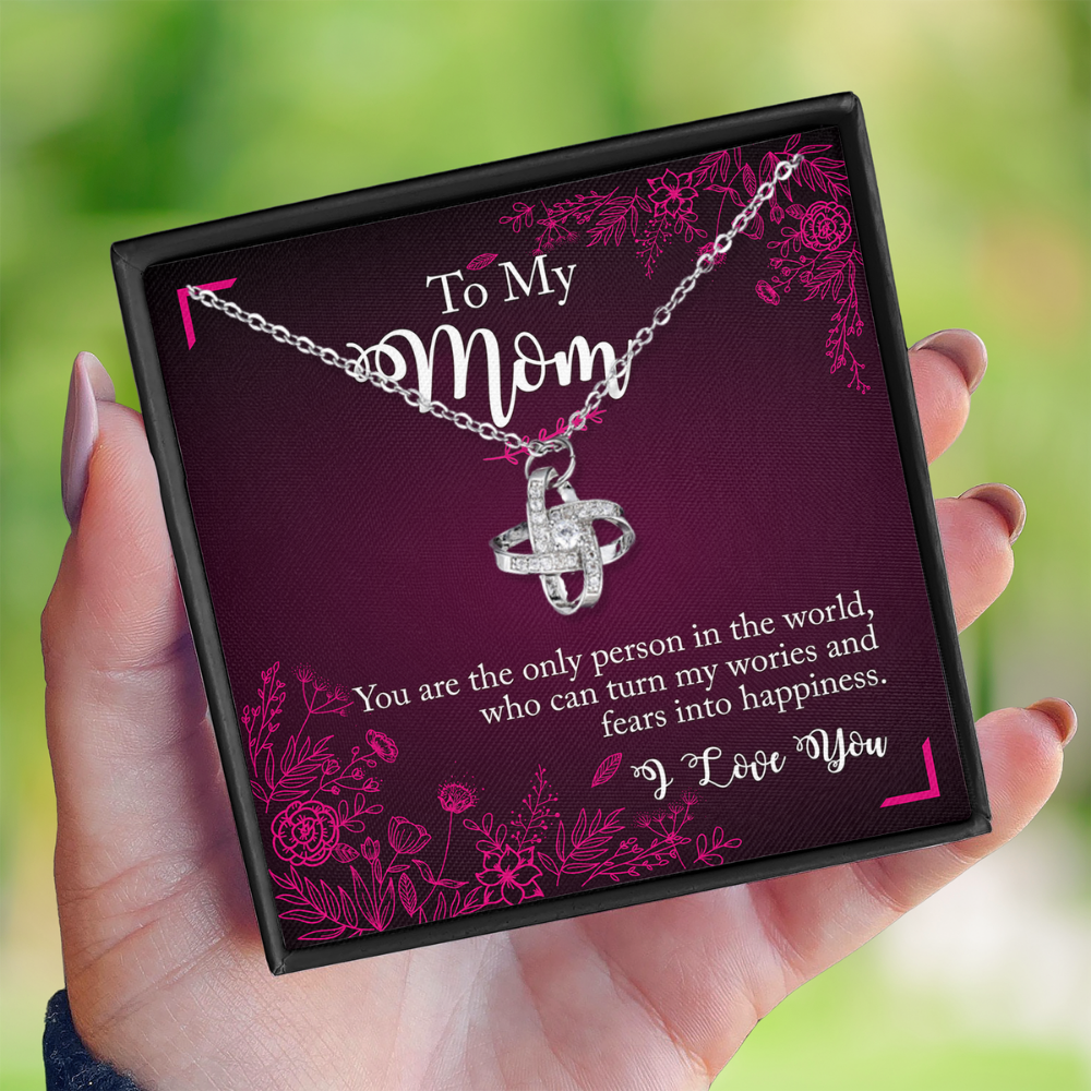 To My Mom - Love Knot Pendant Necklace Gift Set