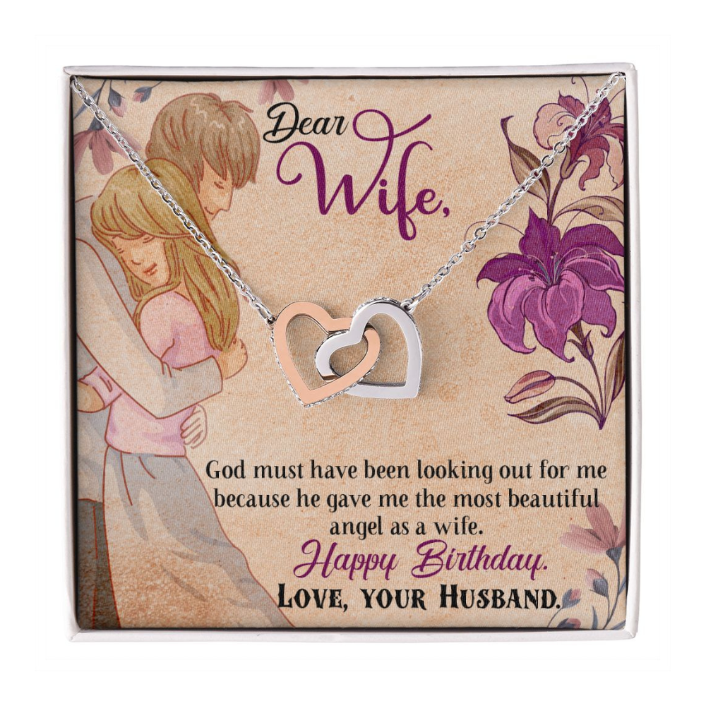 Dear Wife - Happy Birthday - Interlocking Heart Necklace