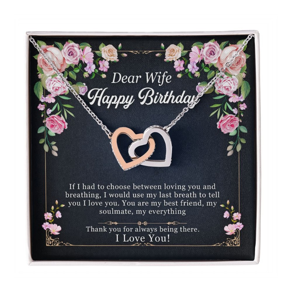 Dear Wife - Happy Birthday - Interlocking Heart Necklace